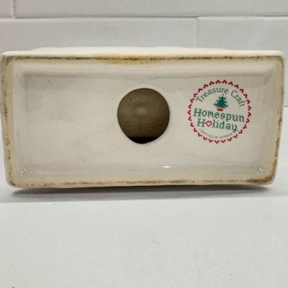 1984 Vintage Treasure Craft Homespun Holiday Ceramic Napkin Holder, Original Box - Picture 7 of 8